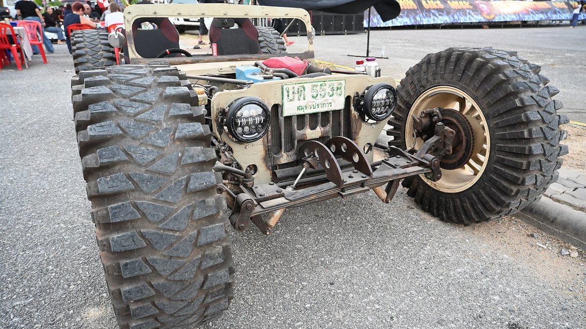 DFC 4805 Custom off-road buggy on display at a local event in Ban Nong Hin Chon Buri - rugged tires stripped-down chassis and bold DIY engin