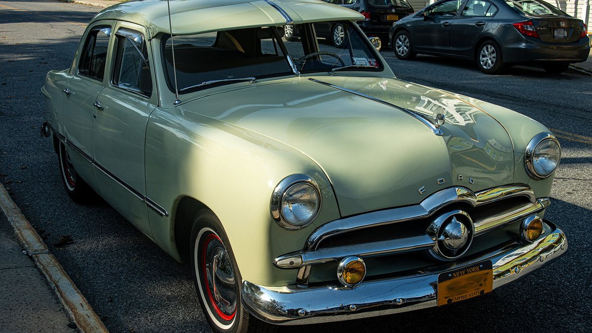 1949 Ford parked on street in Red Hook, NY